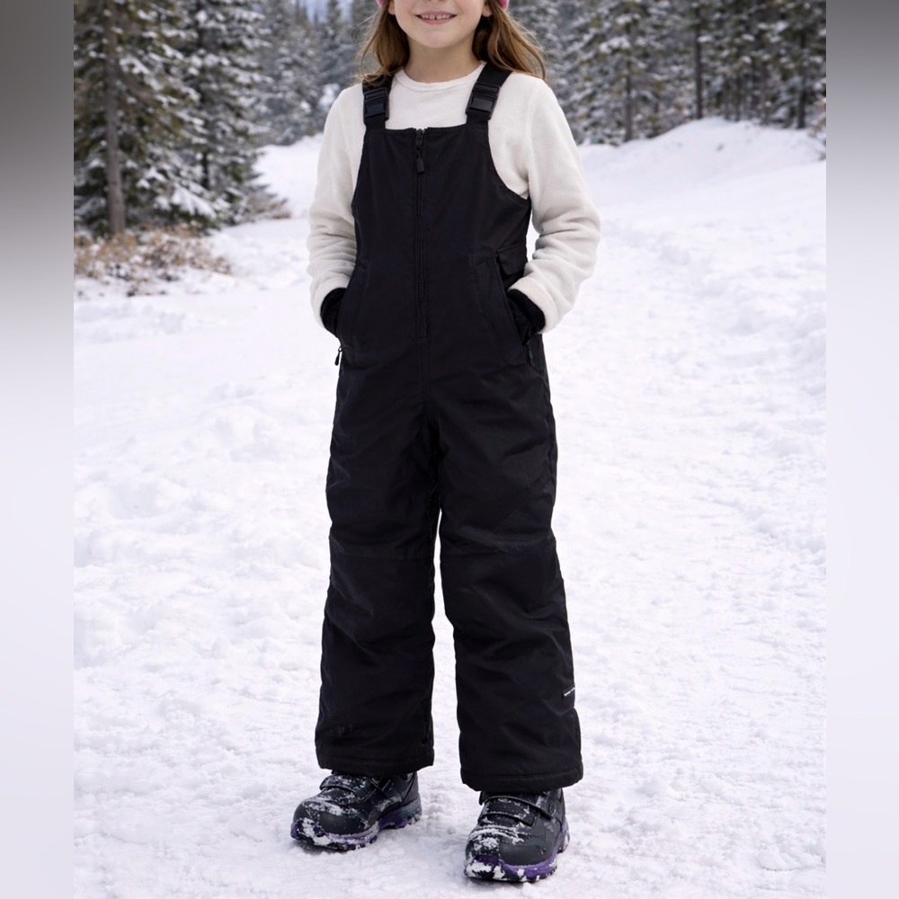 Land’s End Girls Snow Bib Size 10 Black Insulated Ski Pants Winter